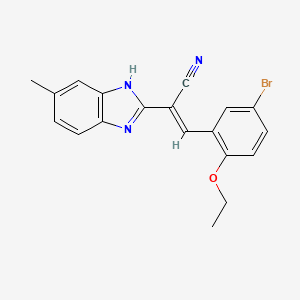 molecular formula C19H16BrN3O B3840221 3-(5-bromo-2-ethoxyphenyl)-2-(6-methyl-1H-benzimidazol-2-yl)acrylonitrile 