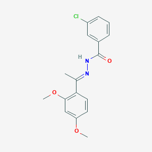 molecular formula C17H17ClN2O3 B3840225 3-chloro-N'-[1-(2,4-dimethoxyphenyl)ethylidene]benzohydrazide 
