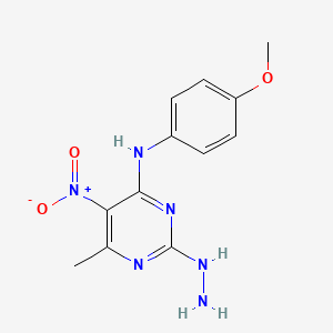 4-[(4-methoxyphenyl)amino]-6-methyl-5-nitro-2(1H)-pyrimidinone hydrazone