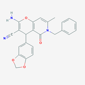 molecular formula C24H19N3O4 B384025 2-amino-4-(1,3-benzodioxol-5-yl)-6-benzyl-7-methyl-5-oxo-5,6-dihydro-4H-pyrano[3,2-c]pyridine-3-carbonitrile CAS No. 612052-99-0