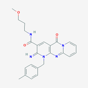 molecular formula C24H25N5O3 B384027 2-imino-N-(3-methoxypropyl)-1-(4-methylbenzyl)-5-oxo-1,5-dihydro-2H-dipyrido[1,2-a:2,3-d]pyrimidine-3-carboxamide CAS No. 608104-02-5