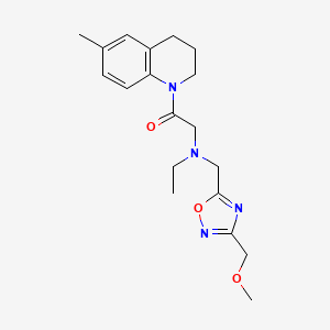 molecular formula C19H26N4O3 B3840350 N-ethyl-N-{[3-(methoxymethyl)-1,2,4-oxadiazol-5-yl]methyl}-2-(6-methyl-3,4-dihydroquinolin-1(2H)-yl)-2-oxoethanamine 