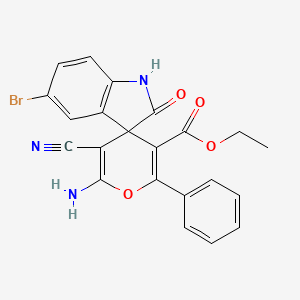 ethyl 6'-amino-5-bromo-5'-cyano-2-oxo-2'-phenyl-1,2-dihydrospiro[indole-3,4'-pyran]-3'-carboxylate