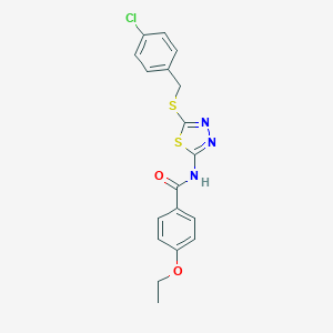 molecular formula C18H16ClN3O2S2 B384041 N-{5-[(4-chlorobenzyl)sulfanyl]-1,3,4-thiadiazol-2-yl}-4-ethoxybenzamide 