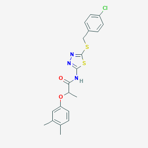 molecular formula C20H20ClN3O2S2 B384043 N-{5-[(4-chlorobenzyl)sulfanyl]-1,3,4-thiadiazol-2-yl}-2-(3,4-dimethylphenoxy)propanamide 