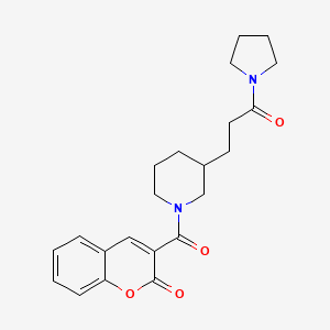molecular formula C22H26N2O4 B3840448 3-({3-[3-oxo-3-(1-pyrrolidinyl)propyl]-1-piperidinyl}carbonyl)-2H-chromen-2-one 