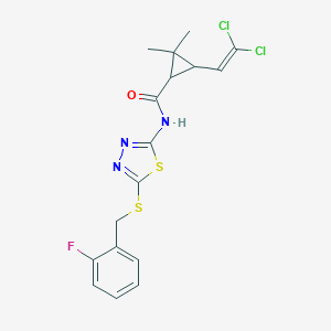 molecular formula C17H16Cl2FN3OS2 B384046 3-(2,2-dichloroethenyl)-N-{5-[(2-fluorobenzyl)sulfanyl]-1,3,4-thiadiazol-2-yl}-2,2-dimethylcyclopropanecarboxamide 