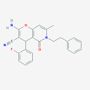 molecular formula C24H20FN3O2 B384048 2-amino-4-(2-fluorophenyl)-7-methyl-5-oxo-6-(2-phenylethyl)-5,6-dihydro-4H-pyrano[3,2-c]pyridine-3-carbonitrile CAS No. 612514-50-8