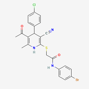 molecular formula C23H19BrClN3O2S B3840484 2-{[5-acetyl-4-(4-chlorophenyl)-3-cyano-6-methyl-1,4-dihydro-2-pyridinyl]thio}-N-(4-bromophenyl)acetamide 