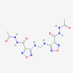 molecular formula C11H14N10O6 B3840498 4,4'-(methylenediimino)bis(N'-acetyl-1,2,5-oxadiazole-3-carbohydrazide) 