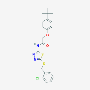 molecular formula C21H22ClN3O2S2 B384051 2-(4-tert-butylphenoxy)-N-{5-[(2-chlorobenzyl)sulfanyl]-1,3,4-thiadiazol-2-yl}acetamide 
