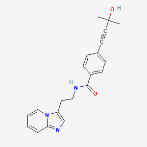 molecular formula C21H21N3O2 B3840517 4-(3-hydroxy-3-methylbut-1-yn-1-yl)-N-(2-imidazo[1,2-a]pyridin-3-ylethyl)benzamide 