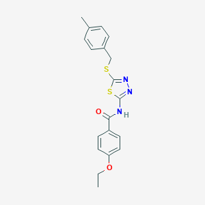 molecular formula C19H19N3O2S2 B384053 4-ethoxy-N-{5-[(4-methylbenzyl)sulfanyl]-1,3,4-thiadiazol-2-yl}benzamide 