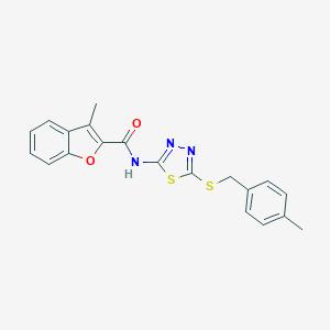 molecular formula C20H17N3O2S2 B384056 3-methyl-N-{5-[(4-methylbenzyl)sulfanyl]-1,3,4-thiadiazol-2-yl}-1-benzofuran-2-carboxamide 
