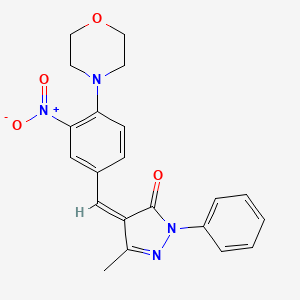 molecular formula C21H20N4O4 B3840587 5-methyl-4-[4-(4-morpholinyl)-3-nitrobenzylidene]-2-phenyl-2,4-dihydro-3H-pyrazol-3-one 
