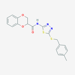 molecular formula C19H17N3O3S2 B384060 N-{5-[(4-methylbenzyl)sulfanyl]-1,3,4-thiadiazol-2-yl}-2,3-dihydro-1,4-benzodioxine-2-carboxamide CAS No. 607696-37-7