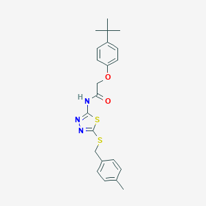 molecular formula C22H25N3O2S2 B384061 2-(4-tert-butylphenoxy)-N-{5-[(4-methylbenzyl)sulfanyl]-1,3,4-thiadiazol-2-yl}acetamide 