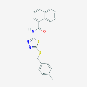 molecular formula C21H17N3OS2 B384062 N-(5-((4-methylbenzyl)thio)-1,3,4-thiadiazol-2-yl)-1-naphthamide 