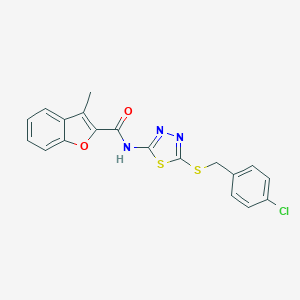N-{5-[(4-chlorobenzyl)sulfanyl]-1,3,4-thiadiazol-2-yl}-3-methyl-1-benzofuran-2-carboxamide