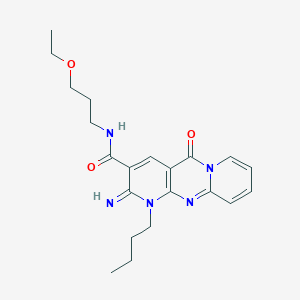 7-Butyl-N-(3-ethoxypropyl)-6-imino-2-oxo-1,7,9-triazatricyclo[8.4.0.03,8]tetradeca-3(8),4,9,11,13-pentaene-5-carboxamide
