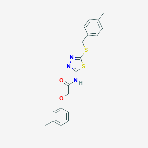 molecular formula C20H21N3O2S2 B384065 2-(3,4-dimethylphenoxy)-N-{5-[(4-methylbenzyl)sulfanyl]-1,3,4-thiadiazol-2-yl}acetamide 