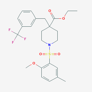 molecular formula C24H28F3NO5S B3840658 ethyl 1-[(2-methoxy-5-methylphenyl)sulfonyl]-4-[3-(trifluoromethyl)benzyl]-4-piperidinecarboxylate 