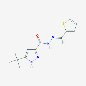 molecular formula C13H16N4OS B3840698 3-tert-butyl-N'-(2-thienylmethylene)-1H-pyrazole-5-carbohydrazide CAS No. 5321-57-3