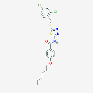 N-{5-[(2,4-dichlorobenzyl)sulfanyl]-1,3,4-thiadiazol-2-yl}-4-(hexyloxy)benzamide