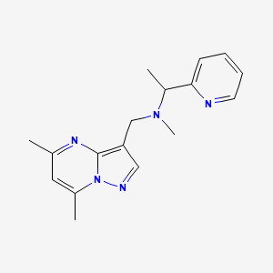 molecular formula C17H21N5 B3840779 N-[(5,7-dimethylpyrazolo[1,5-a]pyrimidin-3-yl)methyl]-N-methyl-1-pyridin-2-ylethanamine 