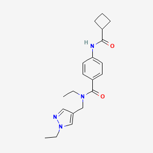 molecular formula C20H26N4O2 B3840789 4-[(cyclobutylcarbonyl)amino]-N-ethyl-N-[(1-ethyl-1H-pyrazol-4-yl)methyl]benzamide 