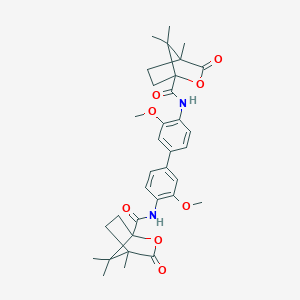 molecular formula C34H40N2O8 B384082 N-[2-Methoxy-4-[3-methoxy-4-[(4,7,7-trimethyl-3-oxo-2-oxabicyclo[2.2.1]heptane-1-carbonyl)amino]phenyl]phenyl]-4,7,7-trimethyl-3-oxo-2-oxabicyclo[2.2.1]heptane-1-carboxamide CAS No. 1212461-21-6