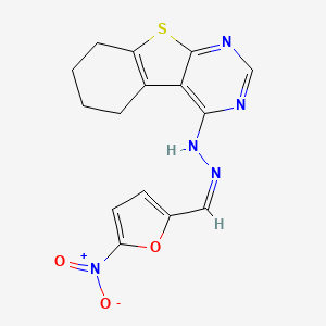 molecular formula C15H13N5O3S B3840855 5-nitro-2-furaldehyde 5,6,7,8-tetrahydro[1]benzothieno[2,3-d]pyrimidin-4-ylhydrazone 