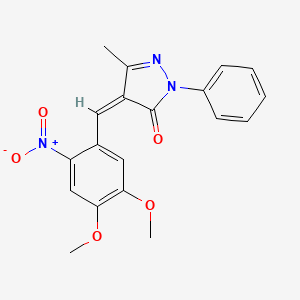 molecular formula C19H17N3O5 B3840901 4-(4,5-dimethoxy-2-nitrobenzylidene)-5-methyl-2-phenyl-2,4-dihydro-3H-pyrazol-3-one 