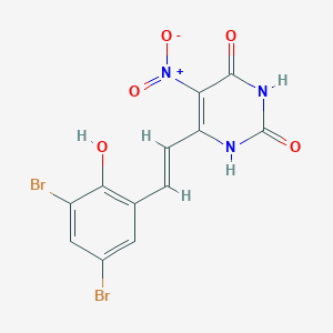molecular formula C12H7Br2N3O5 B3840915 6-[2-(3,5-dibromo-2-hydroxyphenyl)vinyl]-5-nitro-2,4(1H,3H)-pyrimidinedione 