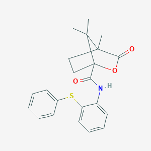 molecular formula C22H23NO3S B384093 4,7,7-trimethyl-3-oxo-N-[2-(phenylsulfanyl)phenyl]-2-oxabicyclo[2.2.1]heptane-1-carboxamide CAS No. 616214-45-0