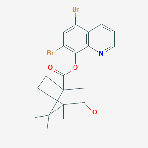 molecular formula C20H19Br2NO3 B384098 5,7-Dibromo-8-quinolinyl 4,7,7-trimethyl-3-oxobicyclo[2.2.1]heptane-1-carboxylate CAS No. 616214-47-2