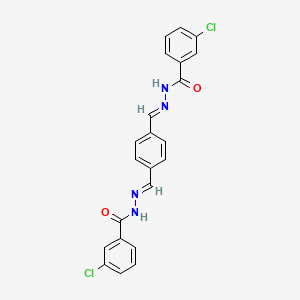 molecular formula C22H16Cl2N4O2 B3841015 N',N''-(1,4-phenylenedimethylylidene)bis(3-chlorobenzohydrazide) 