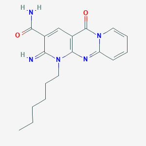 molecular formula C18H21N5O2 B384104 1-hexyl-2-imino-5-oxo-1,5-dihydro-2H-dipyrido[1,2-a:2,3-d]pyrimidine-3-carboxamide CAS No. 608106-04-3