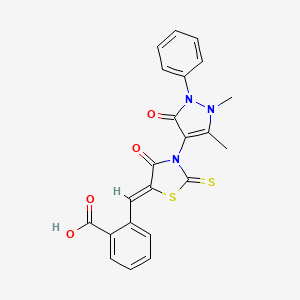 2-{[3-(1,5-dimethyl-3-oxo-2-phenyl-2,3-dihydro-1H-pyrazol-4-yl)-4-oxo-2-thioxo-1,3-thiazolidin-5-ylidene]methyl}benzoic acid