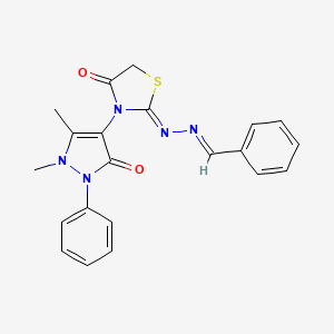 molecular formula C21H19N5O2S B3841129 benzaldehyde [3-(1,5-dimethyl-3-oxo-2-phenyl-2,3-dihydro-1H-pyrazol-4-yl)-4-oxo-1,3-thiazolidin-2-ylidene]hydrazone 