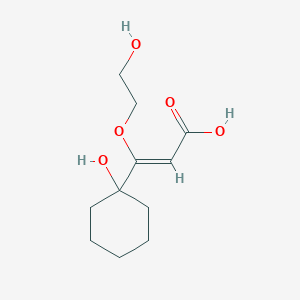molecular formula C11H18O5 B3841180 3-(1-hydroxycyclohexyl)-3-(2-hydroxyethoxy)acrylic acid 
