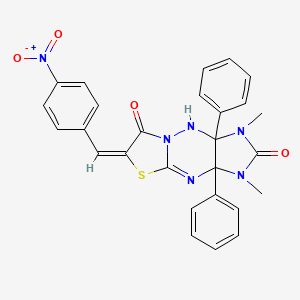 molecular formula C27H22N6O4S B3841184 1,3-dimethyl-6-(4-nitrobenzylidene)-3a,9a-diphenyl-3,3a,9,9a-tetrahydroimidazo[4,5-e][1,3]thiazolo[3,2-b][1,2,4]triazine-2,7(1H,6H)-dione 