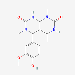 molecular formula C16H22N4O4 B3841195 5-(4-hydroxy-3-methoxyphenyl)-1,4,6-trimethylhexahydropyrimido[4,5-d]pyrimidine-2,7(1H,3H)-dione 