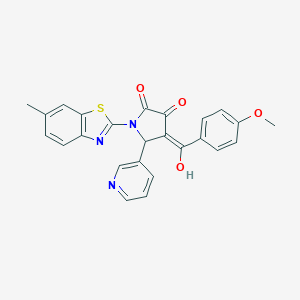 molecular formula C25H19N3O4S B384124 3-hydroxy-4-(4-methoxybenzoyl)-1-(6-methyl-1,3-benzothiazol-2-yl)-5-(3-pyridinyl)-1,5-dihydro-2H-pyrrol-2-one 