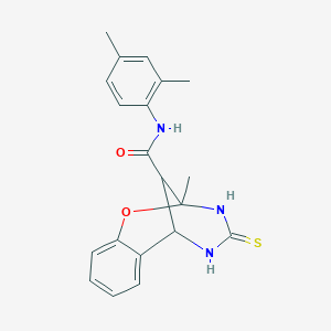 molecular formula C20H21N3O2S B384128 N-(2,4-dimethylphenyl)-2-methyl-4-thioxo-3,4,5,6-tetrahydro-2H-2,6-methano-1,3,5-benzoxadiazocine-11-carboxamide CAS No. 1005251-52-4