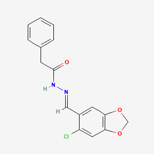 molecular formula C16H13ClN2O3 B3841342 N'-[(6-chloro-1,3-benzodioxol-5-yl)methylene]-2-phenylacetohydrazide 