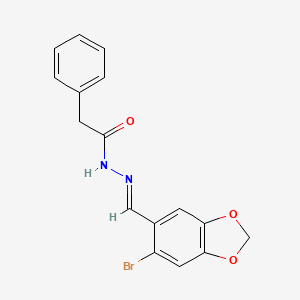 molecular formula C16H13BrN2O3 B3841368 N'-[(6-bromo-1,3-benzodioxol-5-yl)methylene]-2-phenylacetohydrazide 