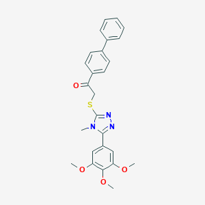 molecular formula C26H25N3O4S B384143 1-(biphenyl-4-yl)-2-{[4-methyl-5-(3,4,5-trimethoxyphenyl)-4H-1,2,4-triazol-3-yl]sulfanyl}ethanone 