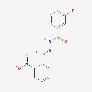 molecular formula C14H10FN3O3 B3841438 3-fluoro-N'-(2-nitrobenzylidene)benzohydrazide 