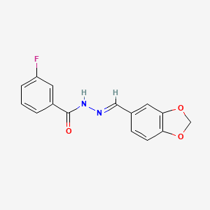 molecular formula C15H11FN2O3 B3841456 N'-(1,3-benzodioxol-5-ylmethylene)-3-fluorobenzohydrazide 